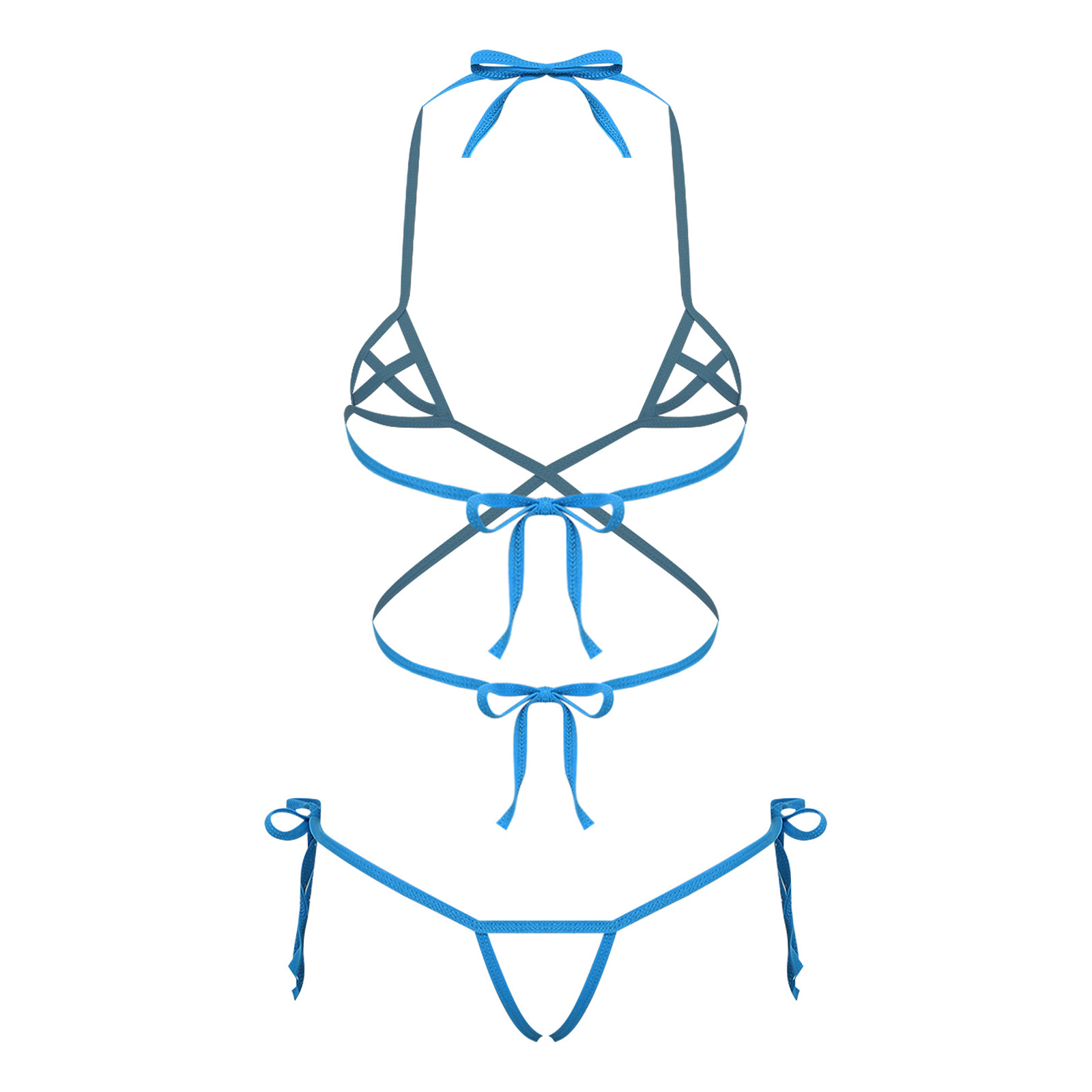 Sheer Bra Lace - Dameslingerie Doorzichtige bikini-badmode-set Vetersluiting Halter-bh en