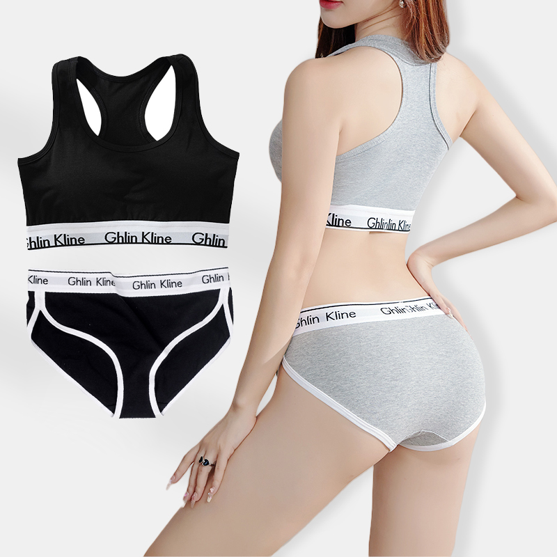 Cotton Bra Everyday - S-XL Grote maten sportbeha-pantyset Lichaamsvormig sponsvest