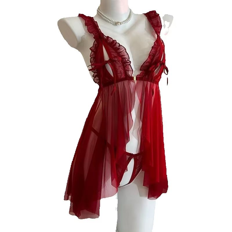 Lace Bralette Set - Dames pyjamaset kant open bh nachtkleding