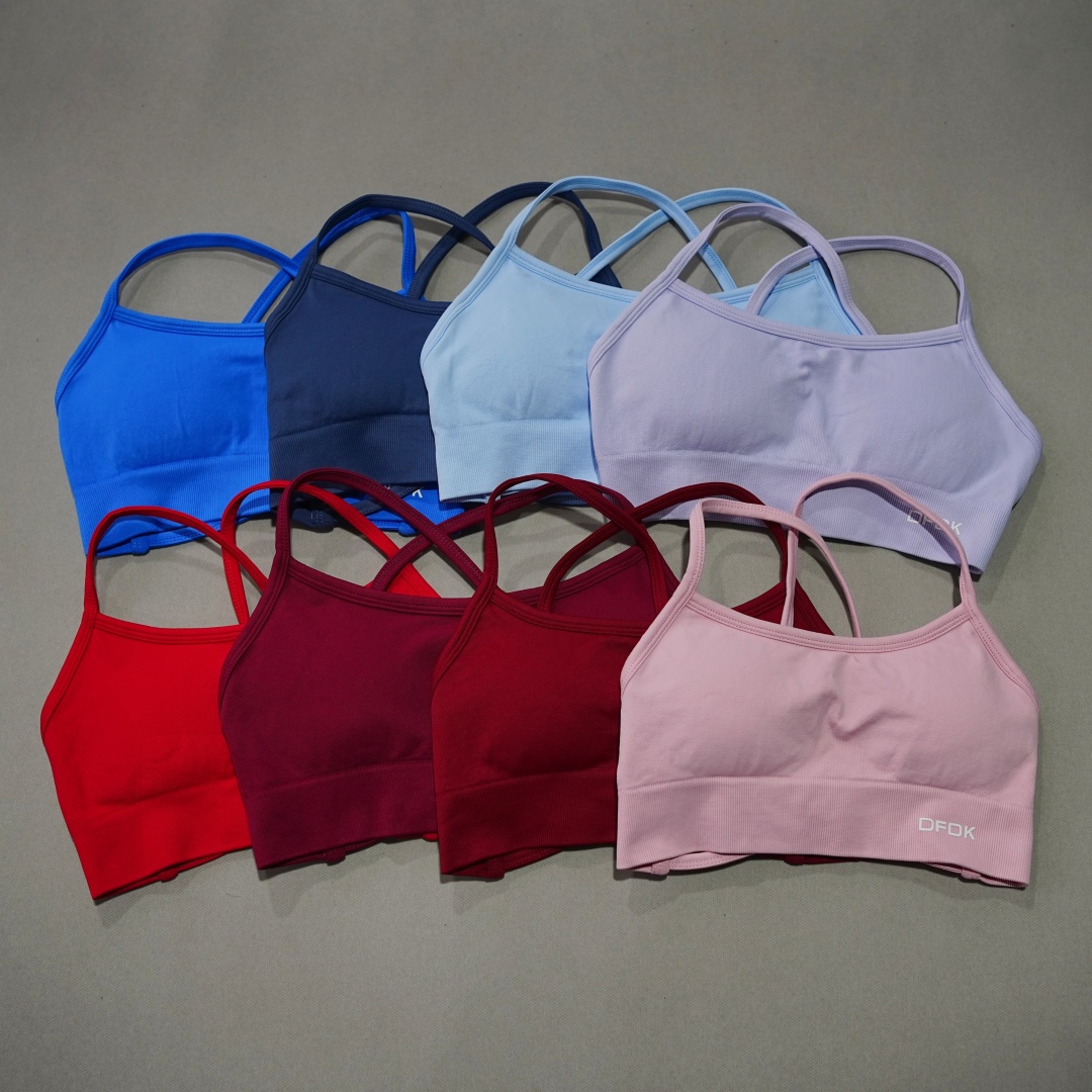 Plunge Bra Push Up - DFDK Geribbelde naadloze yoga-bh met gekruiste