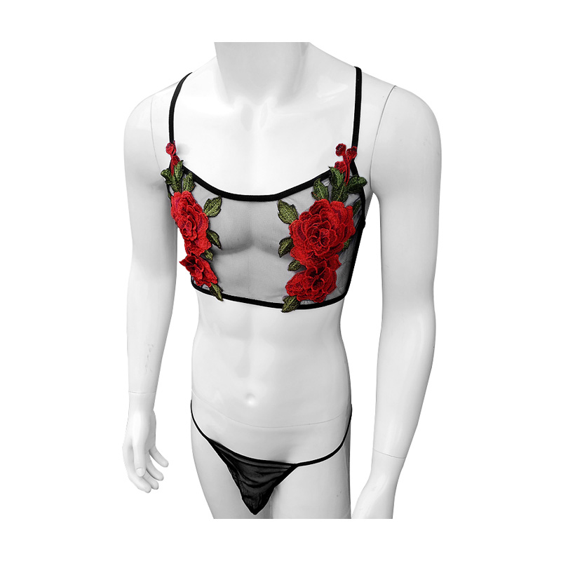 Sheer Mesh Bra - Sexy borduurwerk heren doorzichtige pure mesh