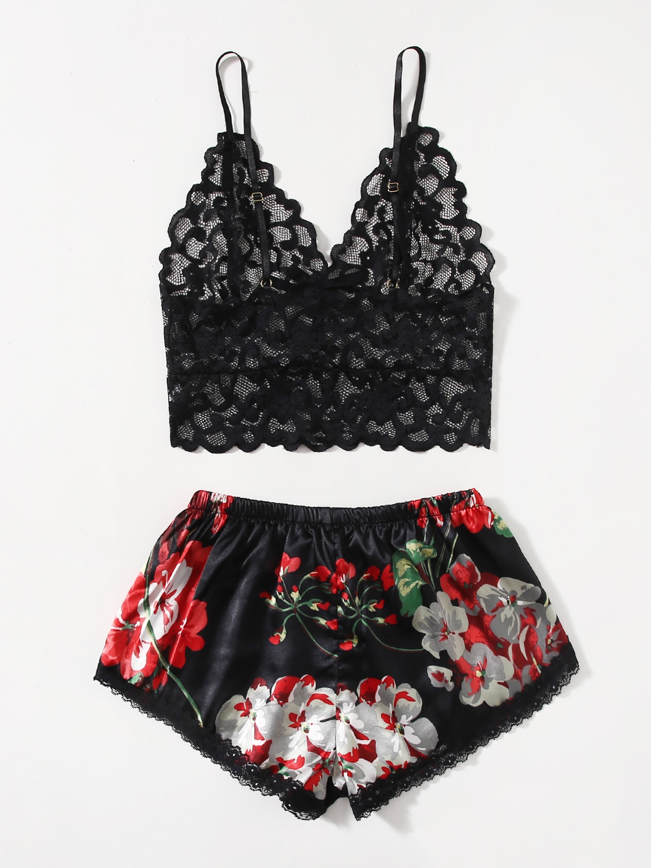 Pyjamaset met bloemenkant voor - Lace Bralette Set recensie en prijs