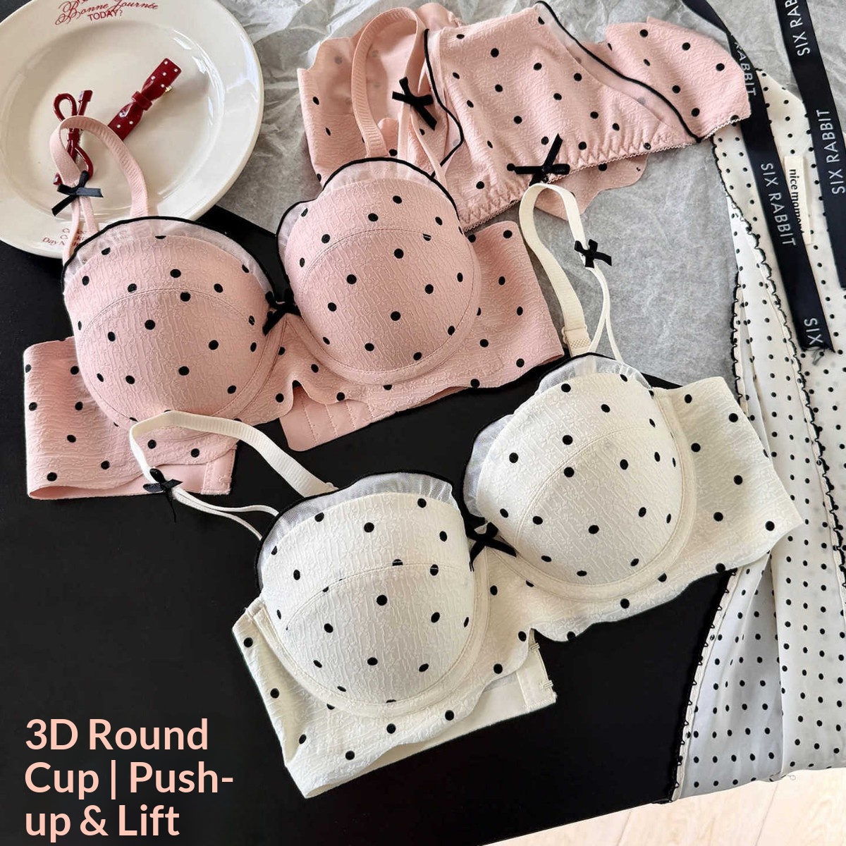 Kanten bh-set met stippen, kle - Cotton Bra Everyday recensie en prijs